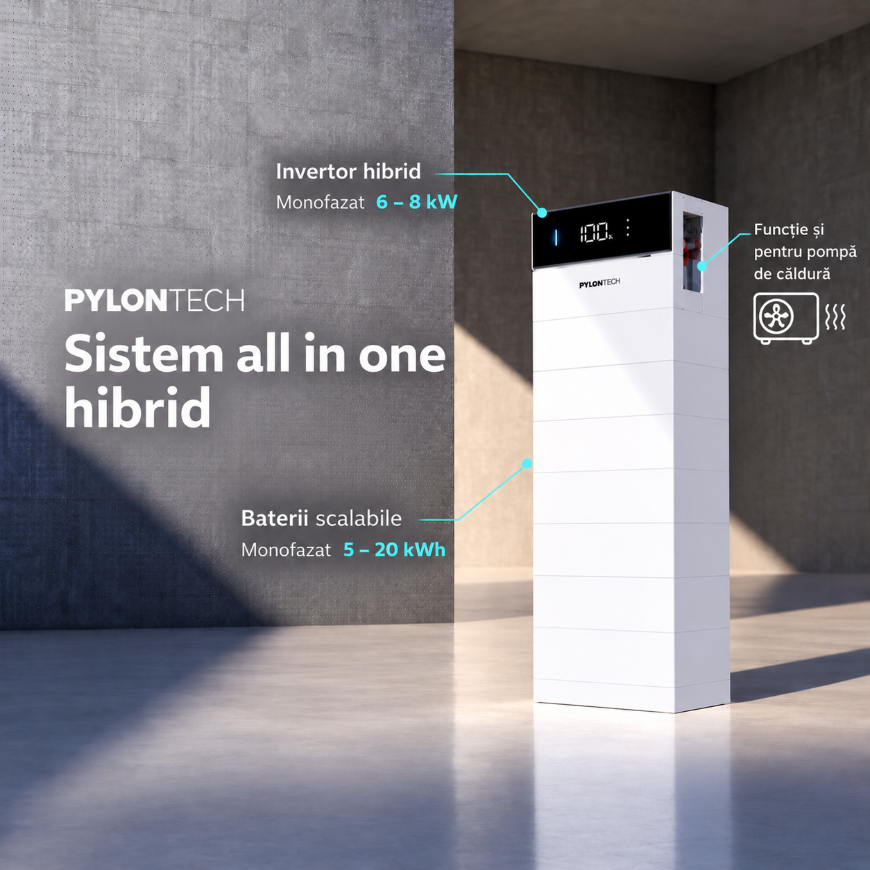 Sistem hibrid monofazat PYLONTECH - VELIS